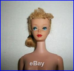 Vintage S Blonde Poodle Bangs Ponytail Barbie With Nipples Body