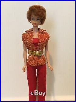 Vintage Barbie Hostess Set Red Jumpsuit And Tabard Vhtf Withbubblecut Doll Vintage Japan Doll