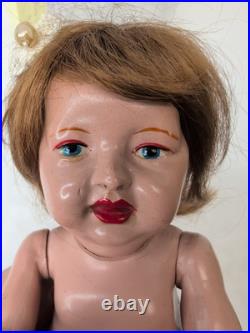 10.5 Antique Pair Of Parson Jackson Stork Baby Dolls Biskoline Added Wigs #ME