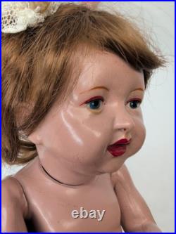 10.5 Antique Pair Of Parson Jackson Stork Baby Dolls Biskoline Added Wigs #ME