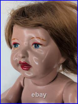 10.5 Antique Pair Of Parson Jackson Stork Baby Dolls Biskoline Added Wigs #ME