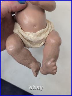 10.5 Antique Pair Of Parson Jackson Stork Baby Dolls Biskoline Added Wigs #ME