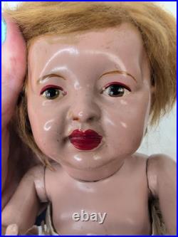 10.5 Antique Pair Of Parson Jackson Stork Baby Dolls Biskoline Added Wigs #ME