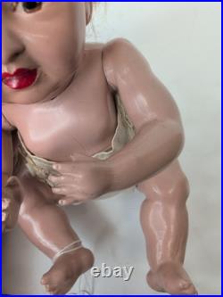 10.5 Antique Pair Of Parson Jackson Stork Baby Dolls Biskoline Added Wigs #ME