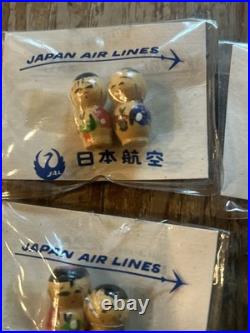 (10) Vintage JAL Japanese Japan Airlines Souvenir Mini Kokeshi Dolls Wooden Wood