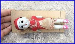1900's ANTIQUE EARLY ORIGINAL CLOTH COVERED PORCELAIN DOLL TOY, JAPAN