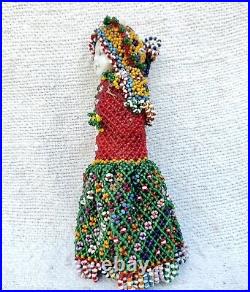 1920s Vintage Handmade Beads Work Clothes Frozen Charlotte Porcelain Doll Japan