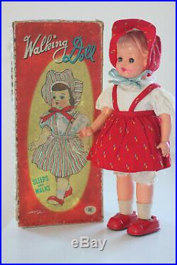 1950s VINTAGE Rare tin toy figure WALKING Doll celluloid Masudaya japan + Box
