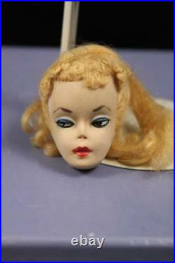 1959 #1 Blonde Ponytail Barbie Rare White Iris Foot Holes Zebra Suit TLC Mattel