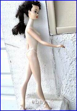 1960 Beautiful Vintage Brunette Barbie Doll #3 with Ponytail and Blue Eyeliner