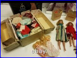 1960s Lot of vintage Barbies with clothes for Barbie, Skipper and Ken