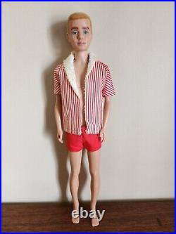 1961 Vintage Ken Doll Blonde Flocked Hair with Swimsuit Mattel Barbie