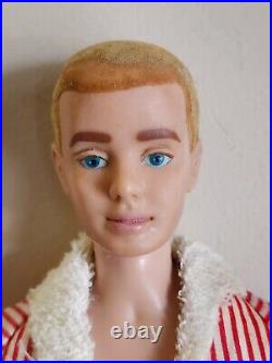 1961 Vintage Ken Doll Blonde Flocked Hair with Swimsuit Mattel Barbie