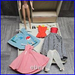1962 Barbie Doll Redhead Bubble Cut Blue Eyes Red Lips + Case & Extras