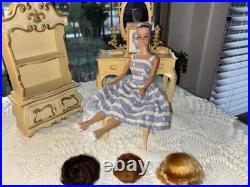 1962 Vintage Mattel Fashion Queen Barbie Doll With Set Of 3 Wigs Japan Clean