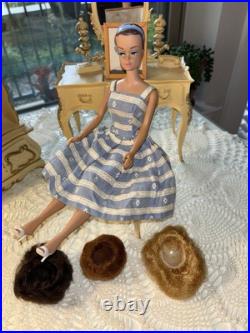 1962 Vintage Mattel Fashion Queen Barbie Doll With Set Of 3 Wigs Japan Clean