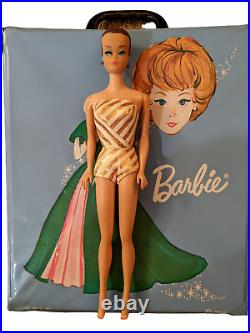 1963 Vintage Fashion Queen Barbie Doll With 3 Wigs Wig Stand Carry Case Mattel