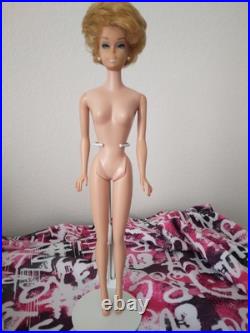 1964 Bubble Cut Barbie Blonde White Lips? MATTEL? JAPAN Stamp on Foot