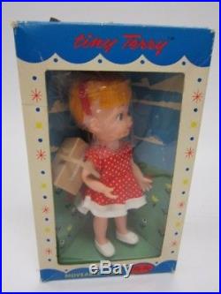 1966 Vintage Japan My-Toy Tiny Terry Doll Straight Red Hair Picnic Basket