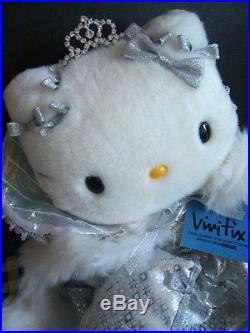 1999 VTG Sanrio Japan VIVITIX Auth SILVER crown Hello Kitty RARE Doll Plush 8