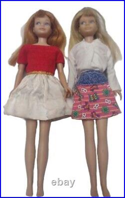 1 Pair Of VINTAGE 1963 BARBIE SKIPPER DOLLS with Red And Blonde Hair Both In EUC