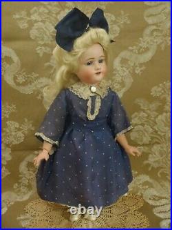 21 tall rare c1920 Morimura Dolly face bisque head doll in Antique dress