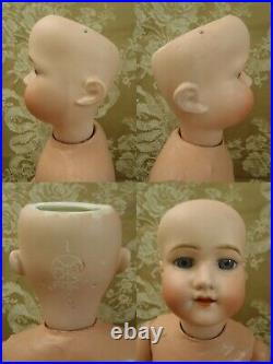 21 tall rare c1920 Morimura Dolly face bisque head doll in Antique dress