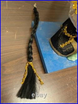 2 Doll Lot Vintage 22 and 24 Japanese Geisha Dolls On Wood Base Decor