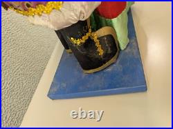 2 Doll Lot Vintage 22 and 24 Japanese Geisha Dolls On Wood Base Decor