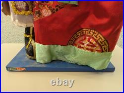 2 Doll Lot Vintage 22 and 24 Japanese Geisha Dolls On Wood Base Decor