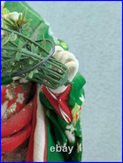 2 Doll Lot Vintage 22 and 24 Japanese Geisha Dolls On Wood Base Decor