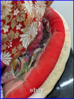 2 Doll Lot Vintage 22 and 24 Japanese Geisha Dolls On Wood Base Decor