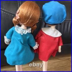 (2) Vintage 1960's Posable Doll Big Eyes Shift Dress Pink Blue MCM Japan 17MOD