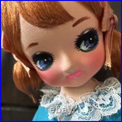 (2) Vintage 1960's Posable Doll Big Eyes Shift Dress Pink Blue MCM Japan 17MOD