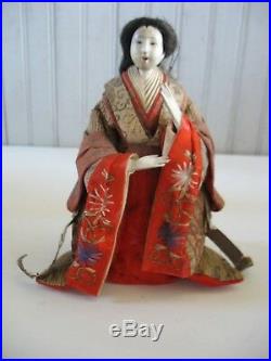 3 VTG Japanese Dolls Figures Chinese Asian w removable heads Kimono Headdress