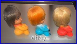 3 Vintage 1960s Moody Cutie Rubber Crying Happy Sad Dolls Japan Emotion 4.5 Lot