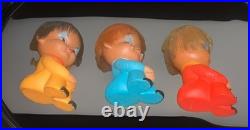 3 Vintage 1960s Moody Cutie Rubber Crying Happy Sad Dolls Japan Emotion 4.5 Lot