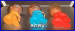 3 Vintage 1960s Moody Cutie Rubber Crying Happy Sad Dolls Japan Emotion 4.5 Lot