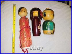 3 Vintage Japanese Wooden Dolls Kokeshi, Swivel Head. Made In Japan FREE SHIP 3 Vintage Japanese Wooden Dolls Kokeshi, Swivel Head. Made In Japan FREE SHIP