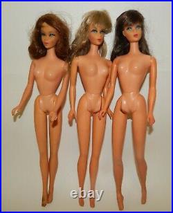 3 Vintage Mod 1966 Barbie Dolls Japan Rooted Eyelashes Twist'N Turn Bodies