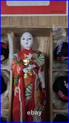 50-60's VTG Japanese Kabuki & Geisha Dolls 2 Sets. One with wigs & one with masks