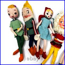 6 Pcs Japan Made Vintage Little Red Riding Hood, Pinocchio and Various Doll Set