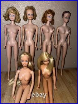 6 Vintage 1960s Mattel Midge Barbie Fashion Doll Lot- Freckles- Japan- Nude TLC