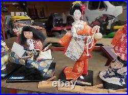 9 Vintage Yamaha Kyugetsu Japanese Geisha Dolls Lot