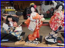 9 Vintage Yamaha Kyugetsu Japanese Geisha Dolls Lot