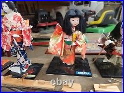 9 Vintage Yamaha Kyugetsu Japanese Geisha Dolls Lot