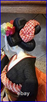 A Fabulous Vintage Japanese Geisha Doll with 21 Glass Case A Fabulous Vintage Japanese Geisha Doll with 21 Glass Case
