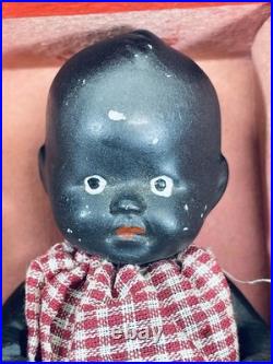 Adorable Vintage Hawaian Black Baby 4.5 in Original Box Japan Bisque hawaiian