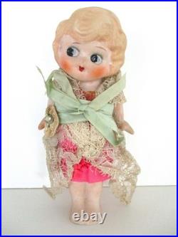 Antique, 1920's Japan BLONDE, BISQUE, KEWPIE GIRL, Lace Dress, 6'', ADORABLE Antique, 1920's Japan BLONDE, BISQUE, KEWPIE GIRL, Lace Dress, 6'', ADORABLE