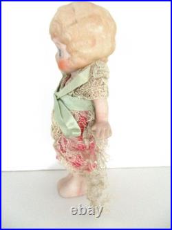 Antique, 1920's Japan BLONDE, BISQUE, KEWPIE GIRL, Lace Dress, 6'', ADORABLE Antique, 1920's Japan BLONDE, BISQUE, KEWPIE GIRL, Lace Dress, 6'', ADORABLE
